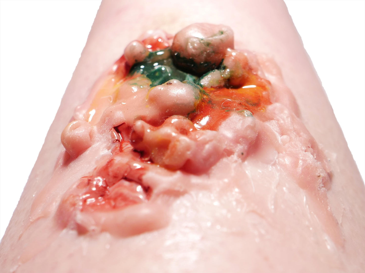 Pre-Painted Silicone Acid Burn Skin Prosthetic – Realistic SFX Wound for Halloween & Film Makeup