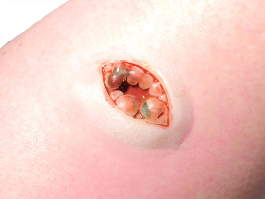 Pre-Painted Silicone Gouged Eye Prosthetic – Realistic SFX Wound for Halloween & Film Makeup