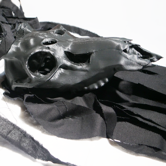 Gothic Black Faux Deer Skull Mask and Wall Decor