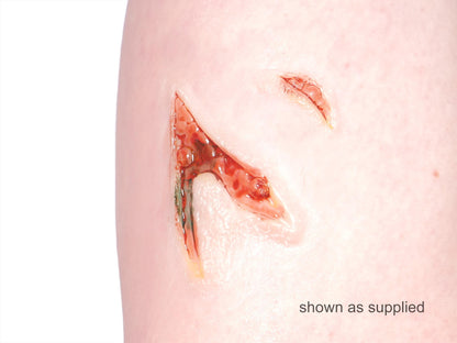 [Item 002: Laceration V-42] — Pre-Painted Gash Wound Prosthetic (Encapsulated Silicone)
