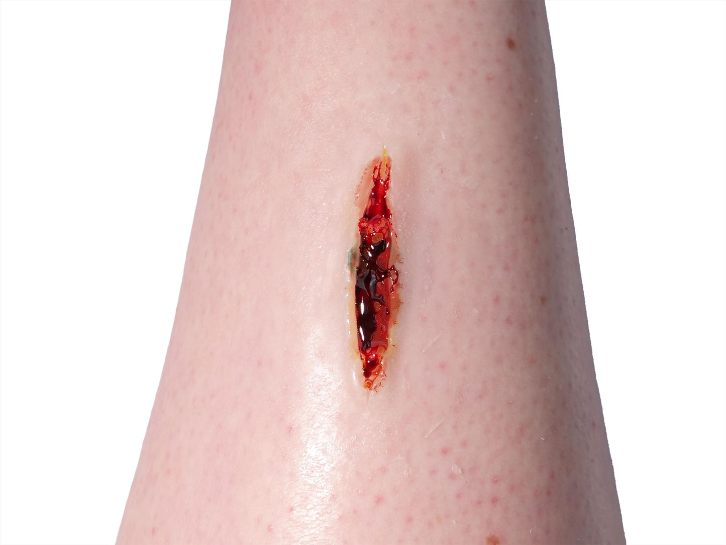 [Item 001: Laceration V-17] — Pre-Painted Small Gash Prosthetic (Encapsulated Silicone)