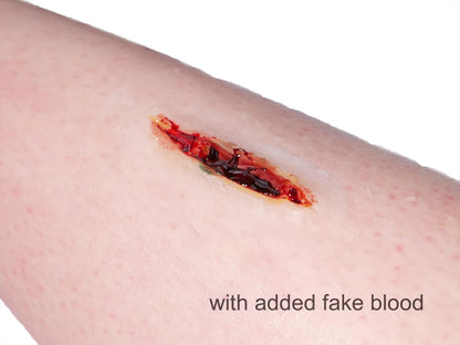 [Item 001: Laceration V-17] — Pre-Painted Small Gash Prosthetic (Encapsulated Silicone)