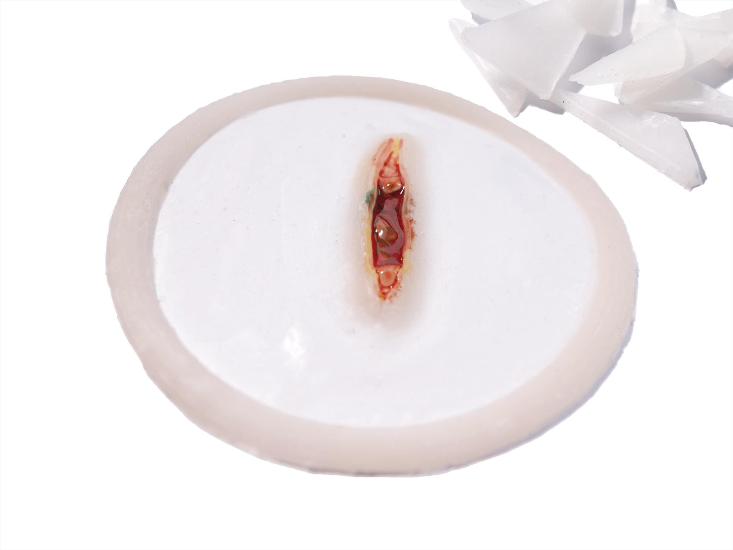 [Item 011: Laceration V-17G] — Pre-Painted Small Gash Prosthetic with Embedded Glass (Encapsulated Silicone)