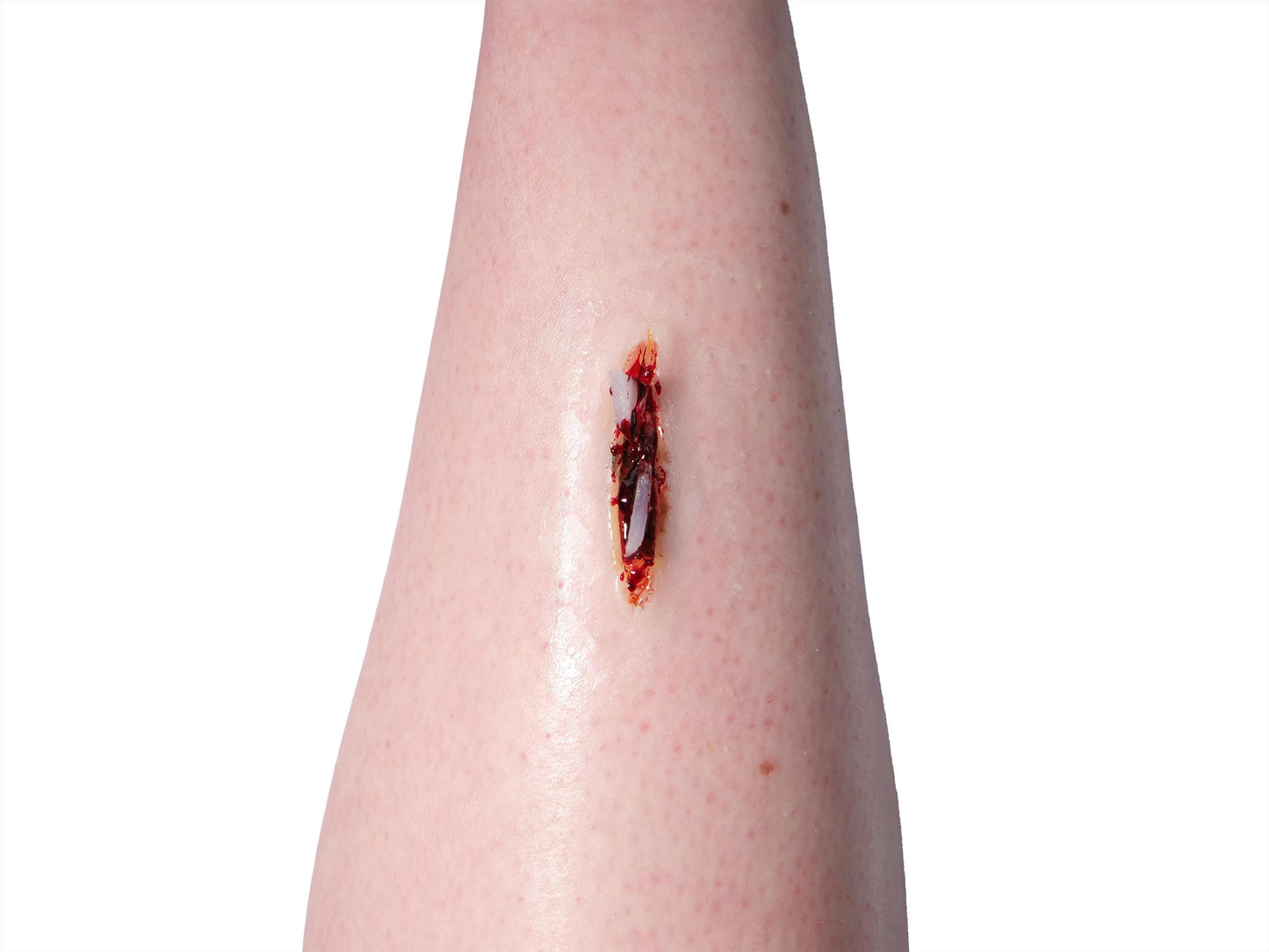[Item 011: Laceration V-17G] — Pre-Painted Small Gash Prosthetic with Embedded Glass (Encapsulated Silicone)