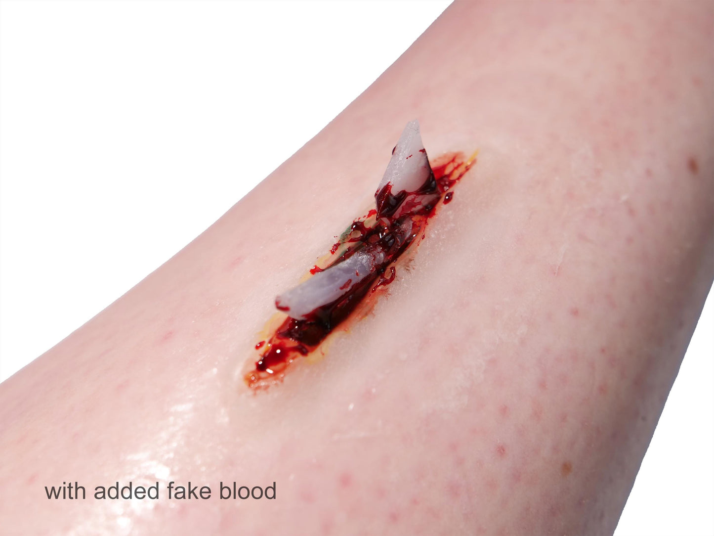 [Item 011: Laceration V-17G] — Pre-Painted Small Gash Prosthetic with Embedded Glass (Encapsulated Silicone)