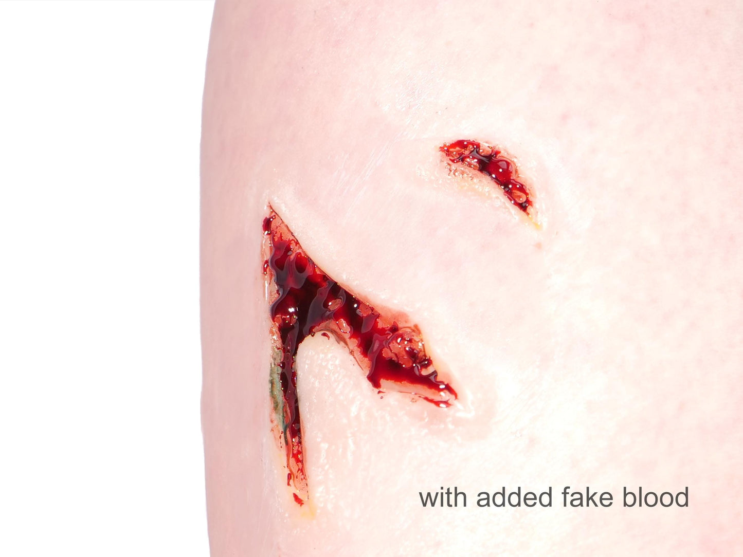 [Item 002: Laceration V-42] — Pre-Painted Gash Wound Prosthetic (Encapsulated Silicone)