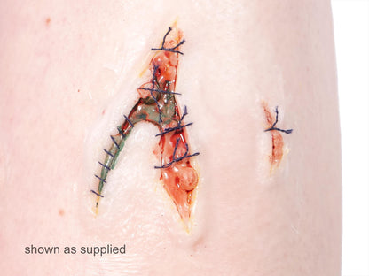 [Item 022: Laceration V-42S] — Pre-Painted Stitched Gash Prosthetic (Encapsulated Silicone)