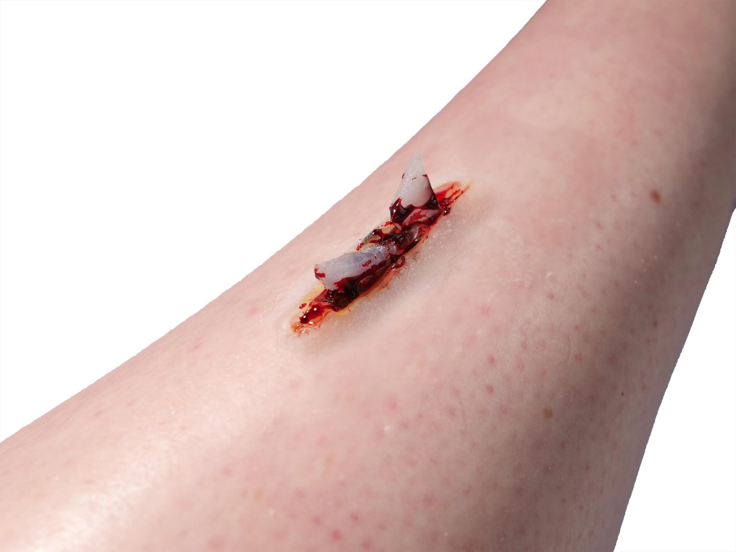 [Item 011: Laceration V-17G] — Pre-Painted Small Gash Prosthetic with Embedded Glass (Encapsulated Silicone)
